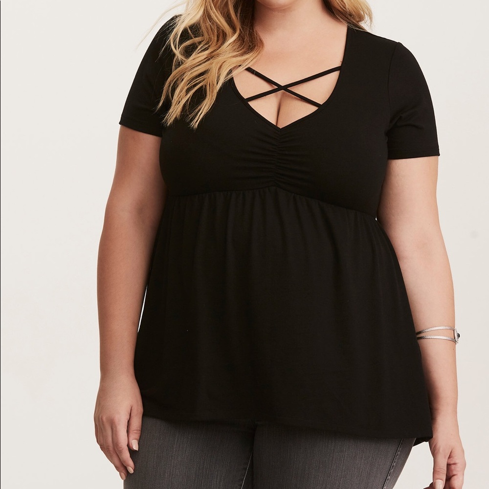 Torrid 3X strapping cinch front babydoll in black